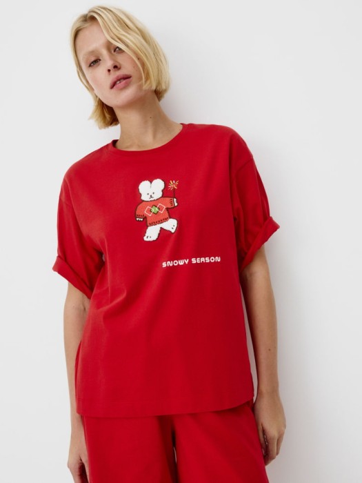 пижамная футболка с принтом и вышивкой 4680798792019 фотография