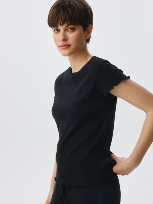 пижамная футболка в рубчик из россии вид сбоку