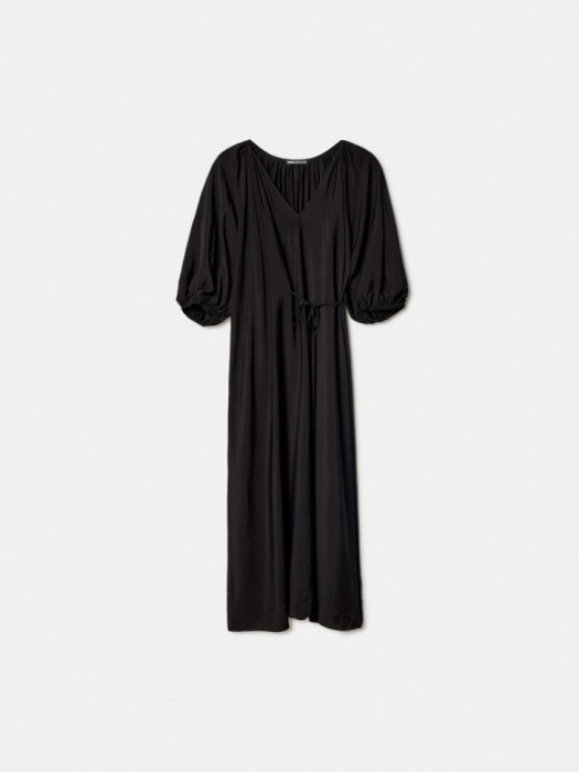 платье миди с объемными рукавами и поясом 4610517747365 фотография