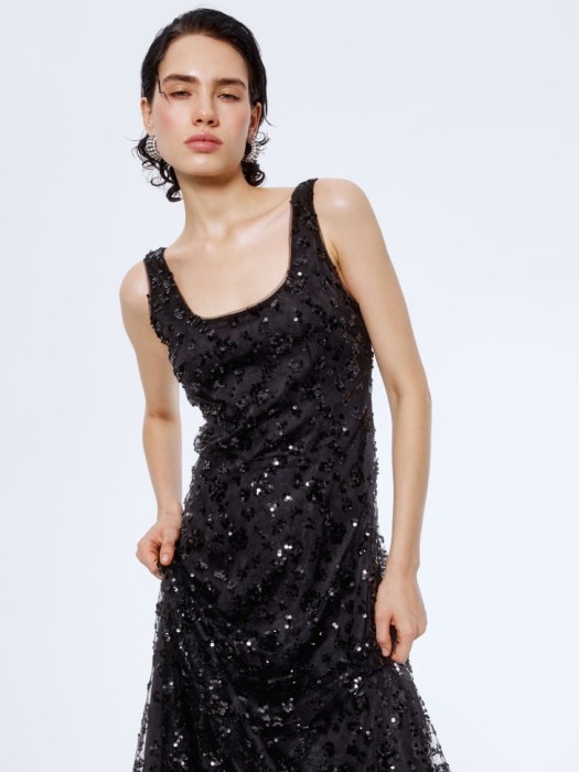 платье миди с пайетками из россии вид сбоку