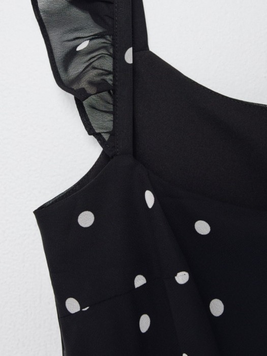 платье миди в горох из линейки  young универсального стиля с лицевой стороны