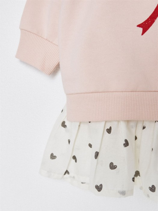 платье с имитацией свитшота для девочек из хлопка спереди