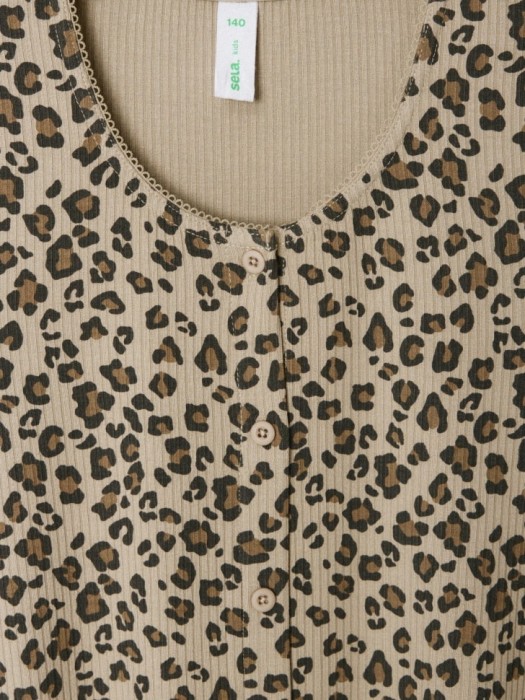 платье с леопардовым принтом для девочек из хлопка спереди