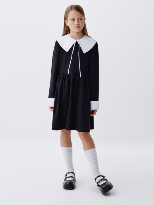 платье со съемным воротником и манжетами для девочек от бренда sela вид слева