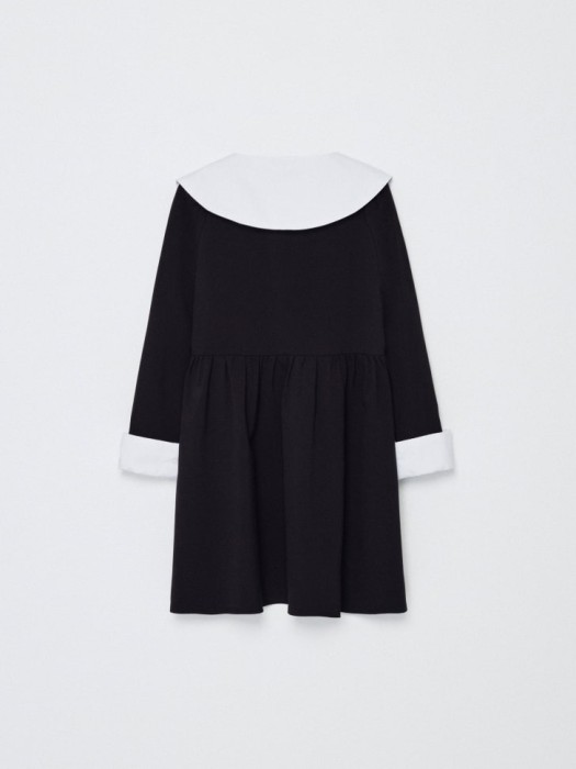 платье со съемным воротником и манжетами для девочек из льна спереди