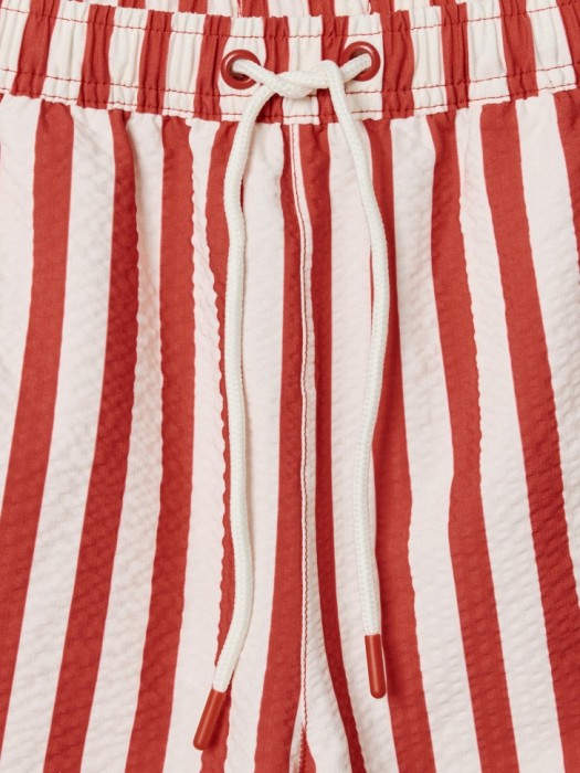 пляжные шорты в полоску для мальчиков от бренда sela вид слева