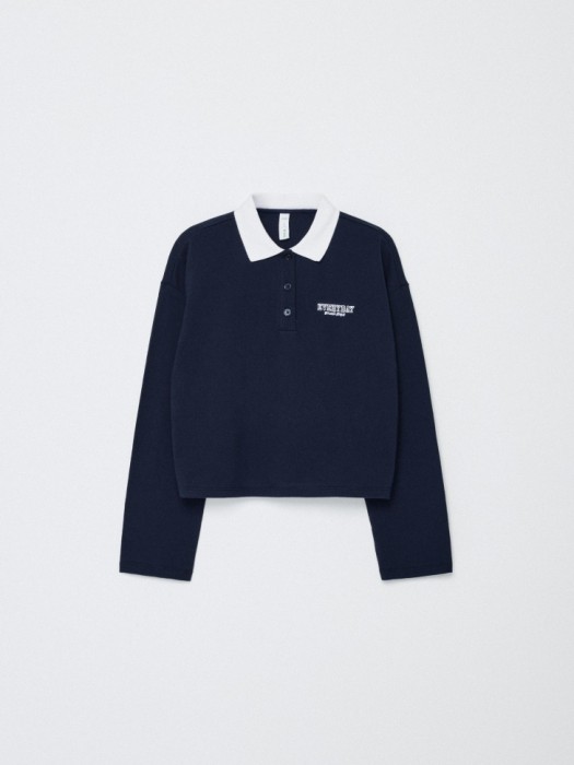 поло оверсайз с длинным рукавом для девочек по цене 1299 руб вид справа