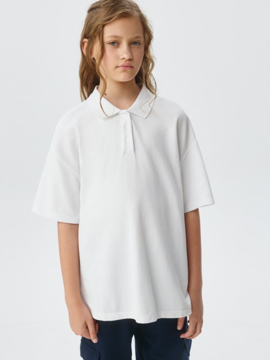поло оверсайз с короткими рукавами для девочек по цене 999 руб вид справа