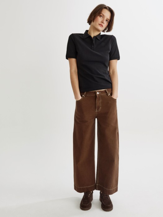 поло приталенное с вышивкой с коротким рукавом от бренда sela вид слева