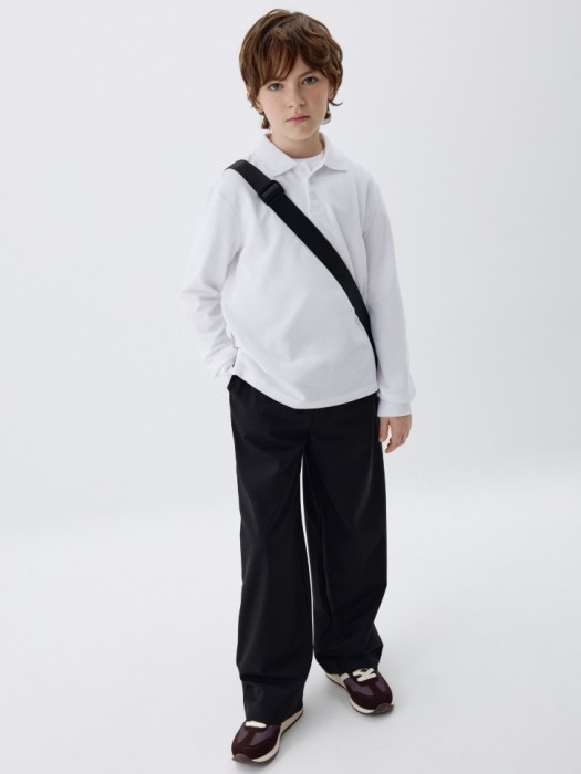 поло с длинным рукавом для мальчиков от бренда sela вид слева