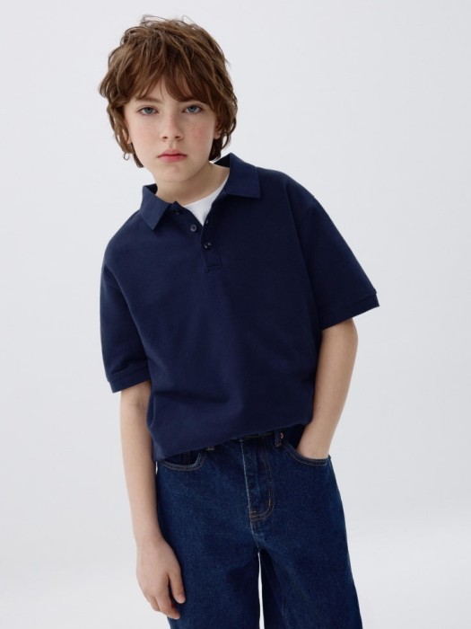 поло с коротким рукавом для мальчиков из хлопка спереди