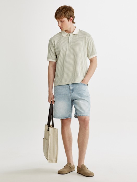 поло в полоску с коротким рукавом от бренда sela вид слева