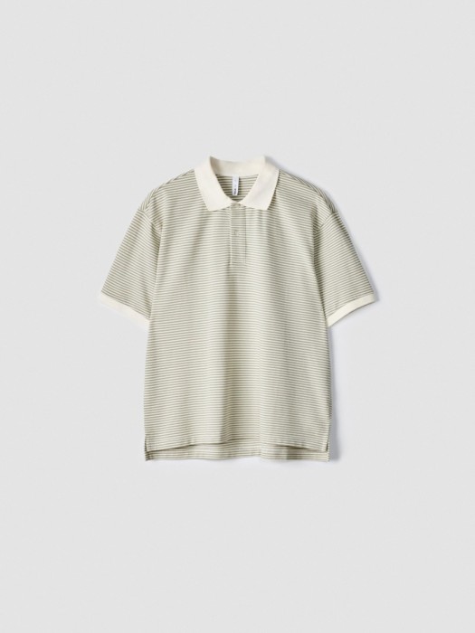 поло в полоску с коротким рукавом из хлопка спереди
