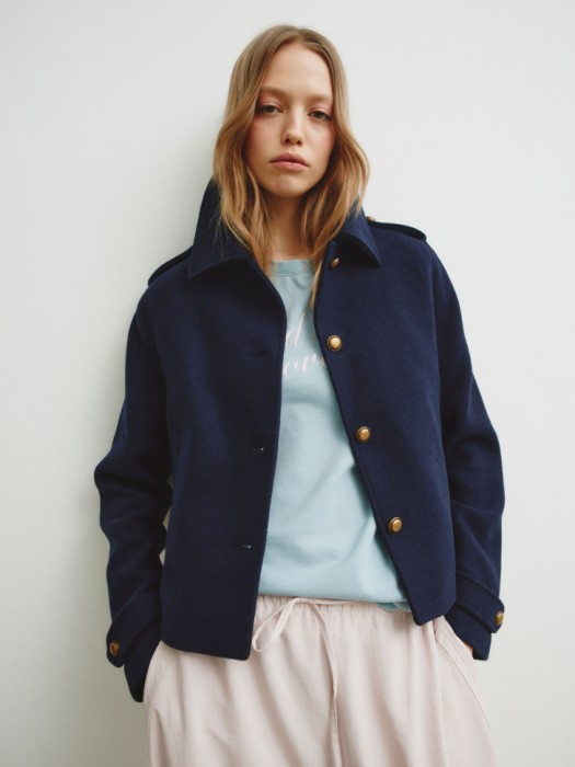 полупальто с содержанием шерсти из линейки  young от бренда sela вид слева