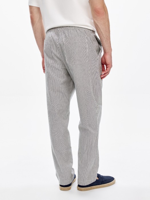 прямые брюки из фактурного хлопка в полоску по цене 3799 руб вид справа