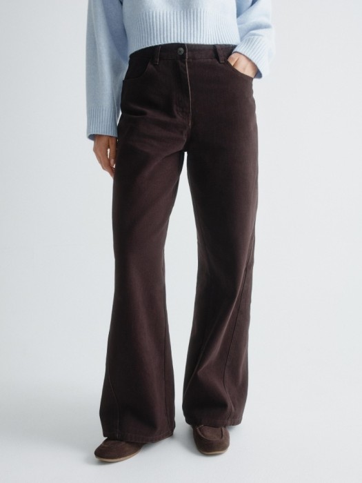 прямые брюки из хлопка с эффектом стирки от бренда sela вид слева