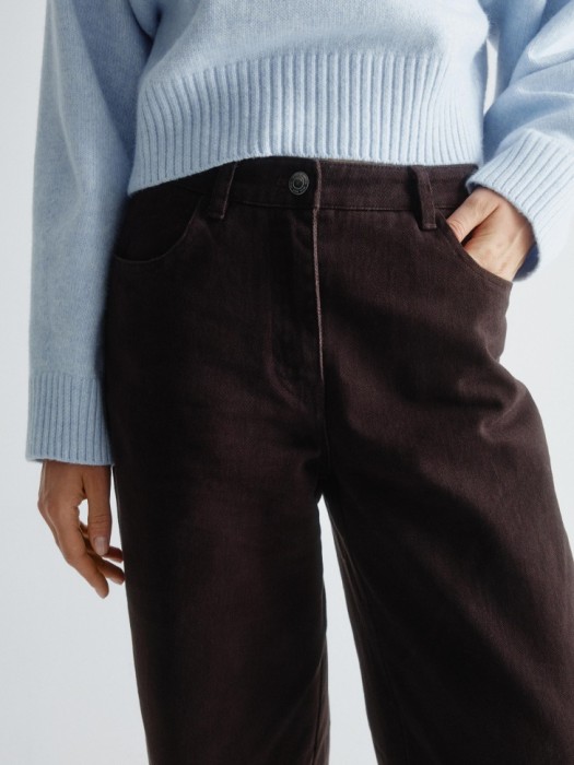 прямые брюки из хлопка с эффектом стирки из россии вид сбоку