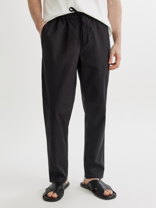 прямые брюки из смесового льна от бренда sela вид слева