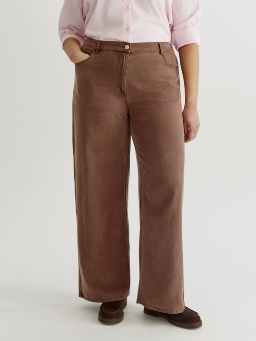 прямые брюки со стиркой из мягкого тенселя и хлопка универсального стиля с лицевой стороны