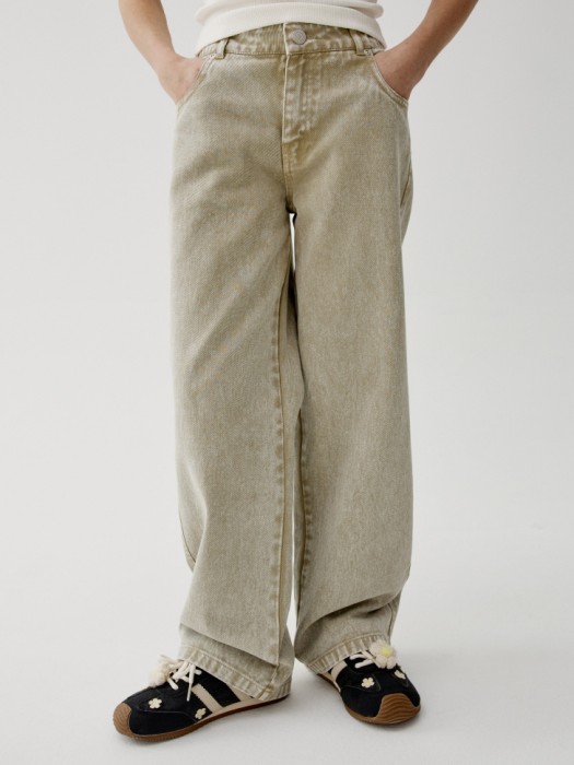 прямые джинсы из твила для девочек от бренда sela вид слева