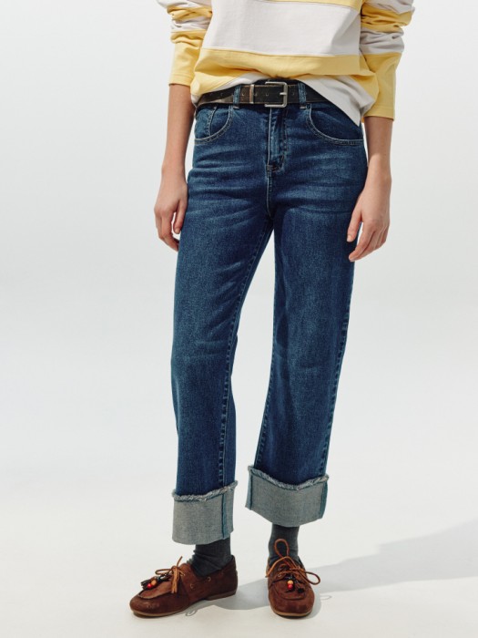 прямые джинсы с подворотом из линейки  young от бренда sela вид слева