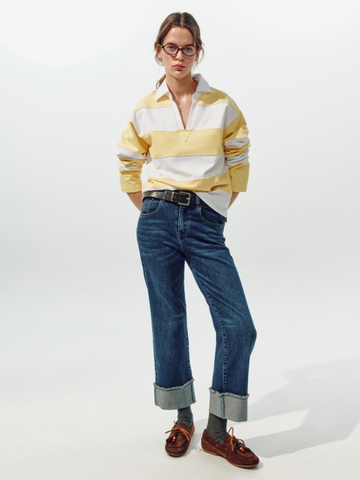 прямые джинсы с подворотом из линейки  young из россии вид сбоку