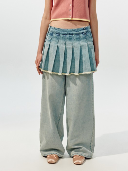 прямые джинсы с юбкой в складку из линейки  young от бренда sela вид слева