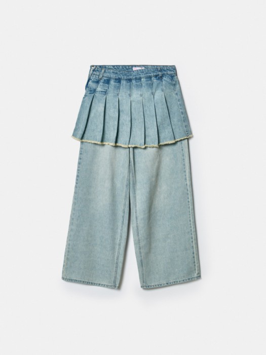 прямые джинсы с юбкой в складку из линейки  young из россии вид сбоку