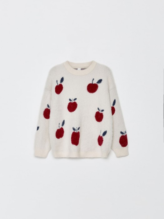 пушистый джемпер оверсайз с принтом для девочек по цене 1999 руб вид справа