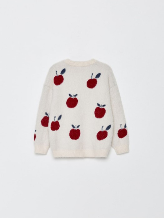 пушистый джемпер оверсайз с принтом для девочек из россии вид сбоку