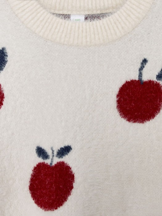 пушистый джемпер оверсайз с принтом для девочек из льна спереди