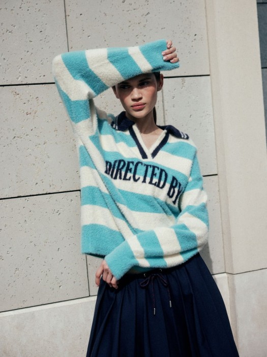 пушистый джемпер-поло из линейки  young от бренда sela вид слева