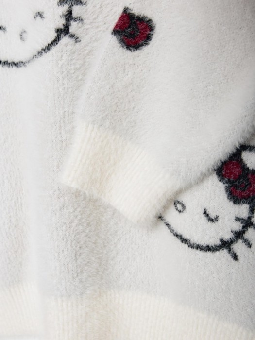пушистый джемпер с hello kitty для девочек из жаккарда спереди
