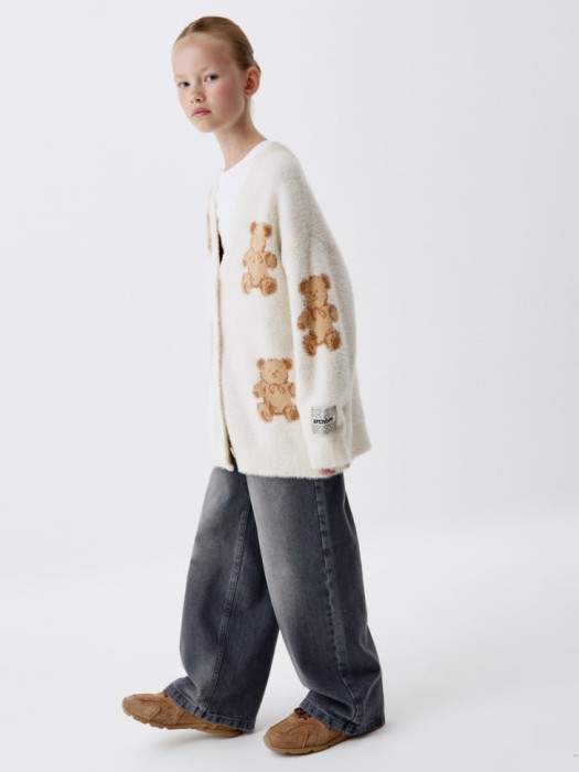 пушистый кардиган оверсайз для девочек из коллекции  archive от бренда sela вид слева