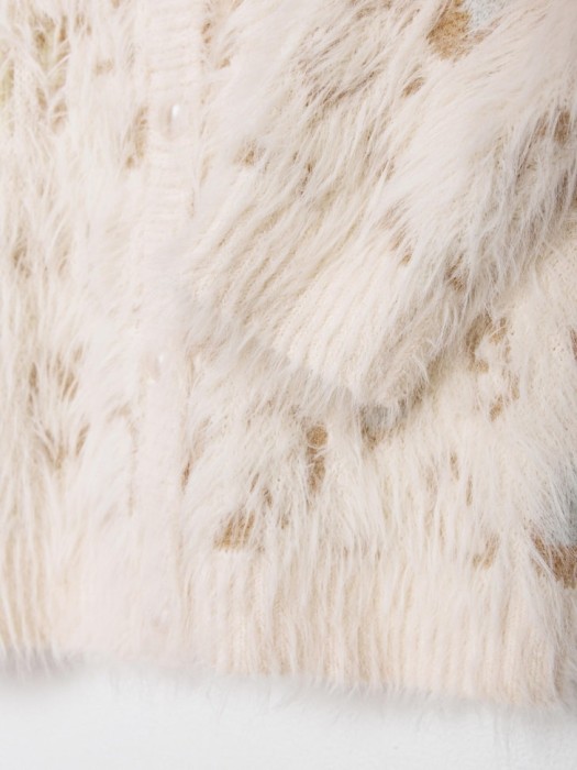 пушистый кардиган оверсайз для девочек из льна спереди