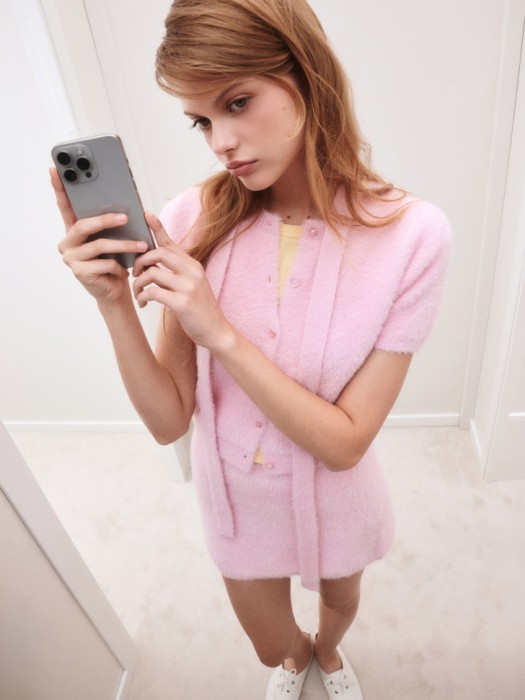 пушистый кардиган с шарфом из линейки  young 4640611848125 фотография