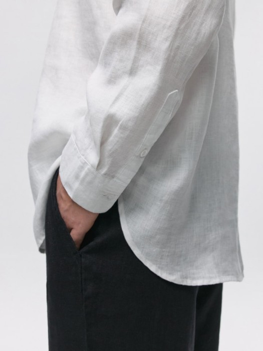 рубашка из 100% премиального льна из россии вид сбоку