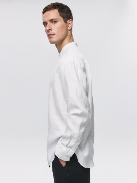 рубашка из 100% премиального льна из льна спереди