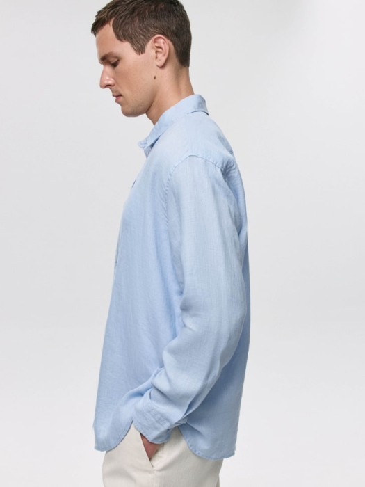 рубашка из 100% премиального льна из россии вид сбоку