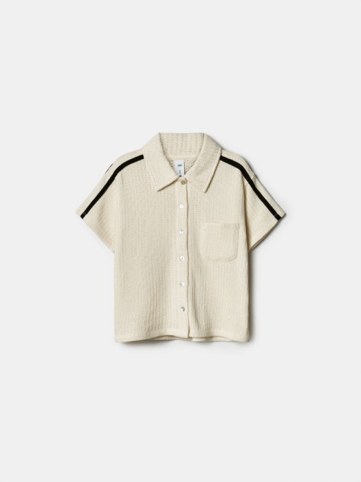 рубашка из ажурного трикотажа с коротким рукавом для девочек по цене 2499 руб вид справа