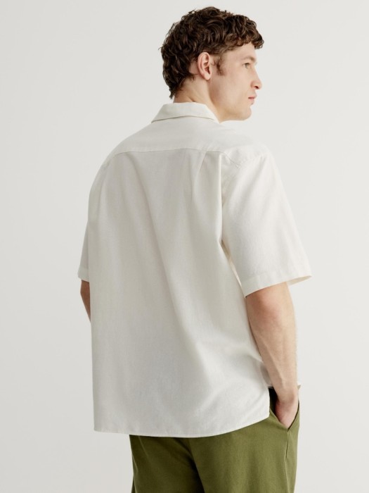 рубашка из хлопка и льна по цене 3299 руб вид справа