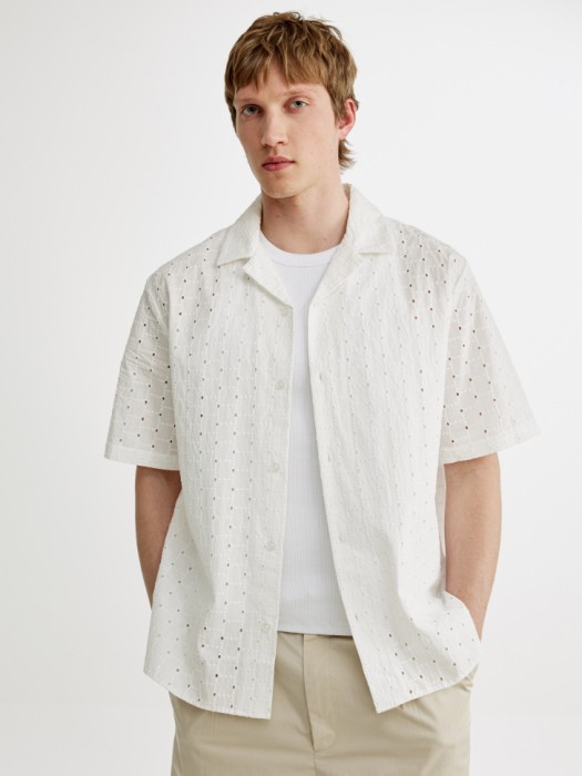 рубашка из хлопка с вышивкой и коротким рукавом 4610517958709 фотография