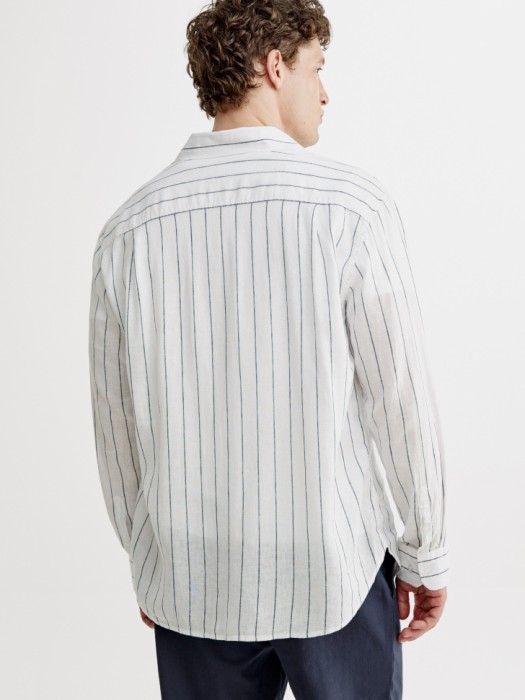 рубашка из смесового льна в полоску по цене 3999 руб вид справа