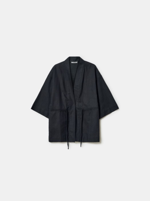 рубашка-кимоно с кулиской из смесового льна 4610517794161 фотография