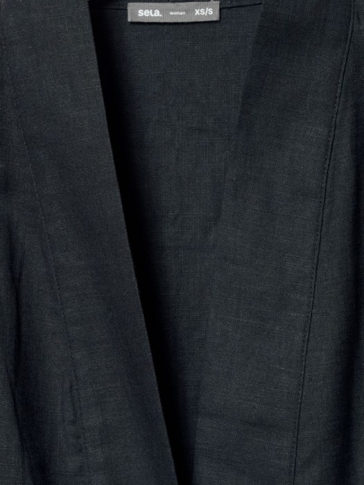 рубашка-кимоно с кулиской из смесового льна от бренда sela вид слева