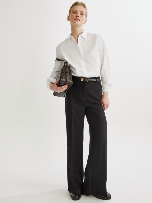 рубашка классическая из хлопка со стиркой от бренда sela вид слева