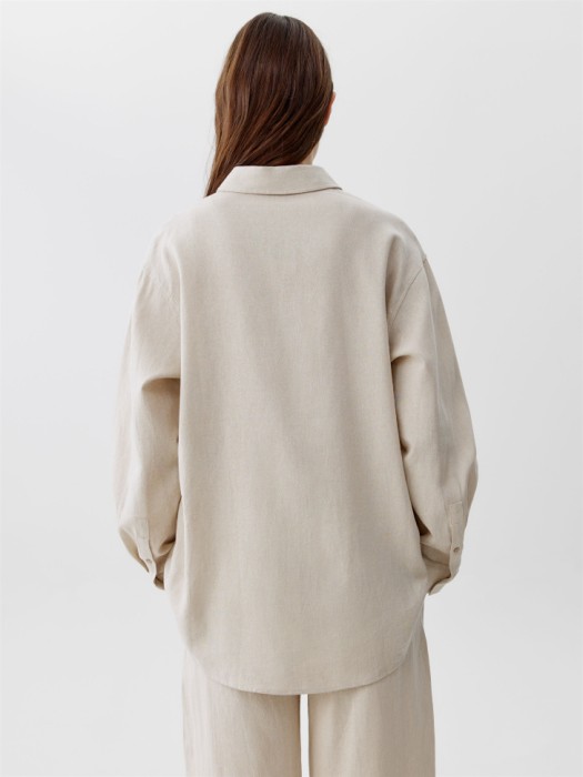 рубашка классическая из льна и вискозы по цене 2599 руб вид справа