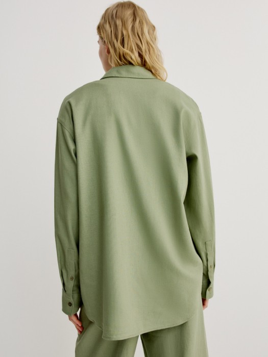 рубашка классическая из льна и вискозы по цене 2599 руб вид справа