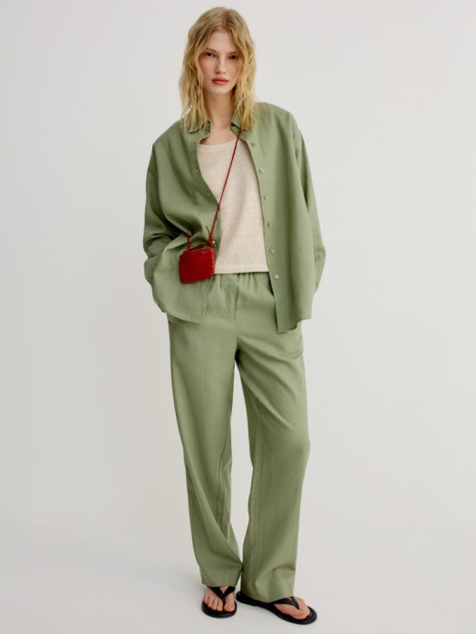 рубашка классическая из льна и вискозы из льна спереди