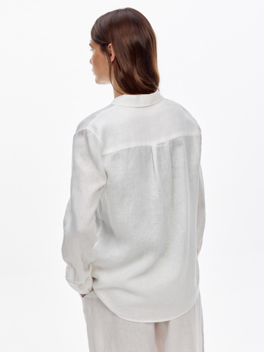 рубашка классическая из льна по цене 4799 руб вид справа